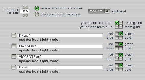Adding enemy aircraft using the Aircraft and Situations window